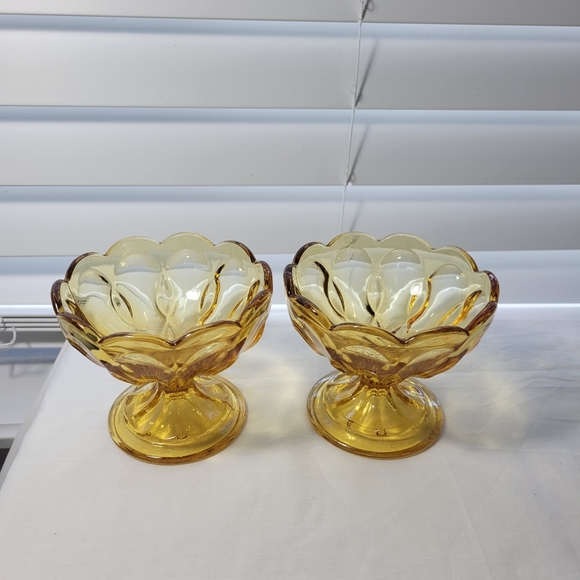 VINTAGE AMBER COMPOTE BOW 2 PICES - Picture 6 of 16